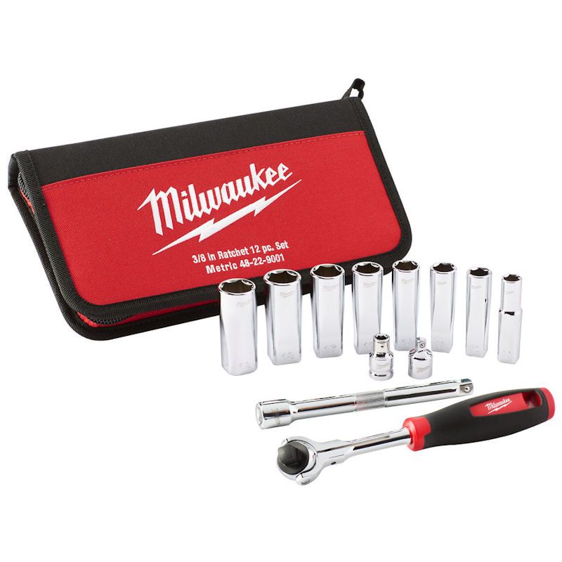 Milwaukee Tradesman ⅜″ Ratchet Set - 12 Piece Milwaukee Tradesman ⅜″ Ratchet Set - 12 Piece